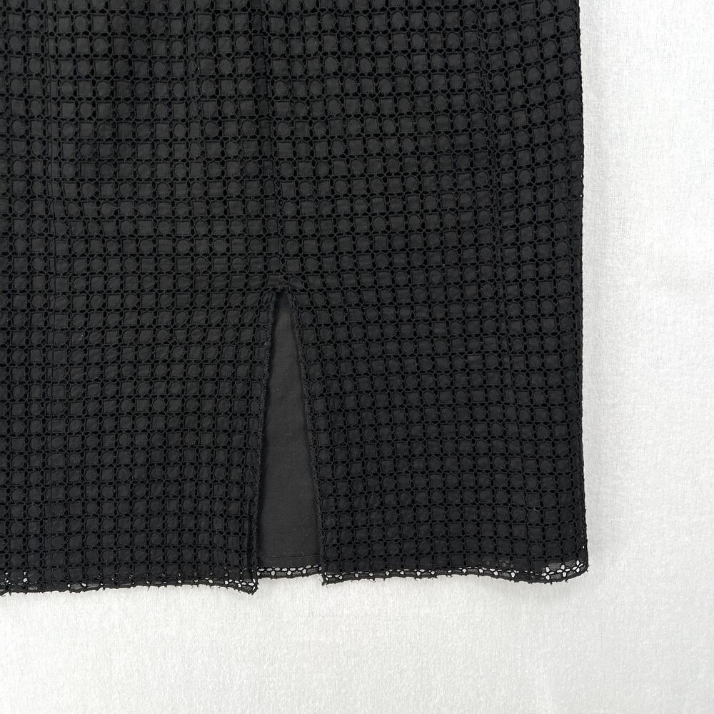 MAX MARA Tempra Cotton Eyelet Lace Crochet Dress Womens 4 Black Sheath Midi - Picture 9 of 14